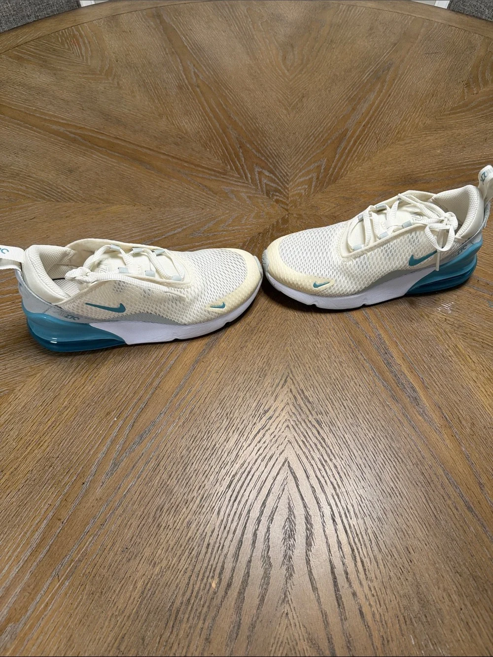 Nike Air Max 270 Kids Cream & Teal Sneakers Sz 3Y